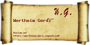 Wertheim Gerő névjegykártya